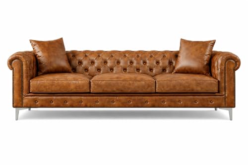 Image of Luxury Sofa Set Luxury Chesterfield Sofa in for Home Living Room & Office (3 Seater Brown)