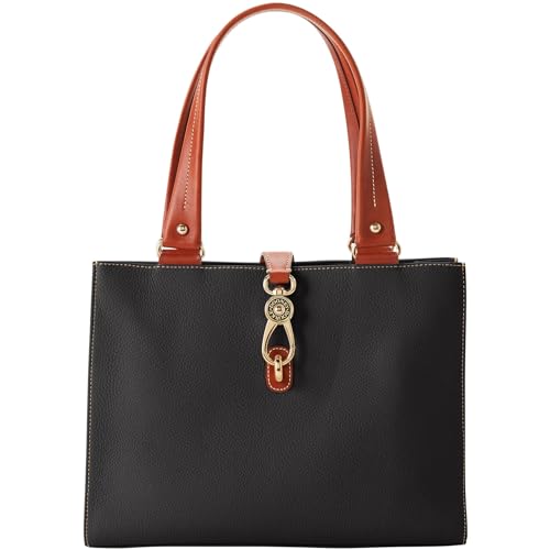 Dooney & Bourke Handbag, Pebble Grain Medium Logo Lock Tote - Black