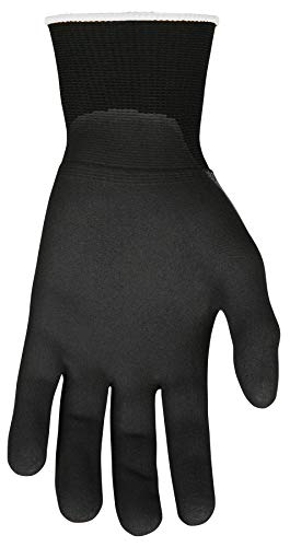 MCR Safety Ninja BNF N96790L Work Glove, 15 Gauge Nylon/Spandex Shell, Breathable Nitrile Foam (BNF) Coated Palm & Fingertips, Large, Black / Gray, Grey