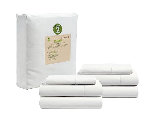 Image of LANE LINEN 100% Organic Cotton Twin Sheets Set, 6Pc Twin Bed Sheets, Breathable Cotton Sheets Twin Size Bed Set, Dorm Room Essentials with 15 inch Deep Pocket Fitted Sheet - White Twin Sheets (2 Pack)
