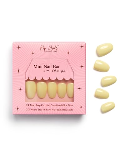 Image of Medium Round Butter Yellow Glossy Artificial Nails | 24 Tips