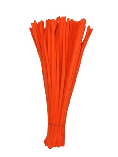 Image of 100Pcs Pipe Cleaners Craft Set | Chenille Stem Fuzzy Sticks DIY Craft Supplies for Art Projects Activities, Decorations, Flower Making, Modeling & Sculpting (Neon Orange)
