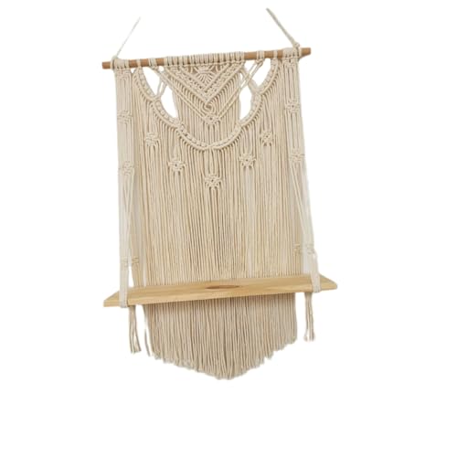 Étagère murale bohème rangement macramé décoration murale coton blanc
