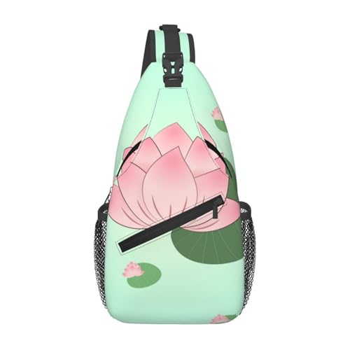 Sac de poitrine de qualité durable motif lotus noir spacieux pour homme et femme