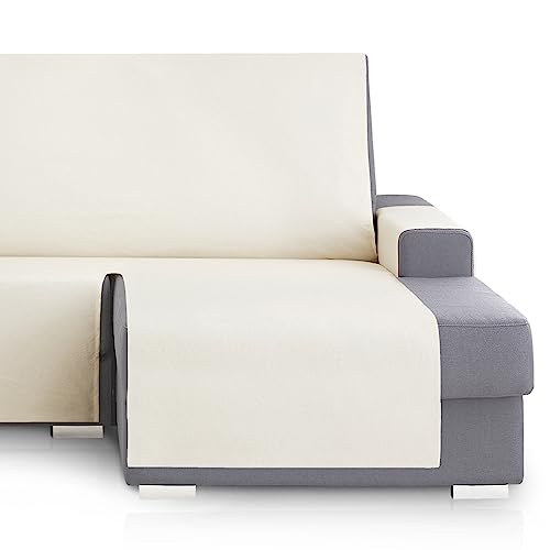 Vipalia Funda Cubre Sofa Chaise Longue Liso. Funda de Sofa Chaise Longue Brazo Derecho Royale. Protector Antimanchas Ajustable. Color Marfil. Chaise Longue Derecha 240 cm (Visto de Frente)
