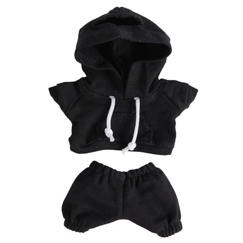 Penitue Doll Clothes Set, 17cm Dolls Outfit Casual Style Hoodie & Pants Costume Stylish Cute Clothing Accessories for Collectors Decoration & Display (Black)