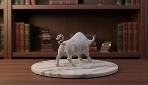 Image of Stock Market Bull Statue Showpiece for Office Desk, Bull Figurine, Share Market Decor, Gift for Traders Investors, Wealth Symbol (White)