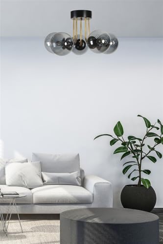 Chandelier en métal E27 plafonnier suspendu moderne noir 45 cm - 3