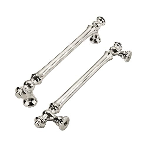 khtumeware 10 Pack 5 Inch(128mm) Polished Nickel Cabinet Pulls: Classic Zinc Alloy, Silver, 5