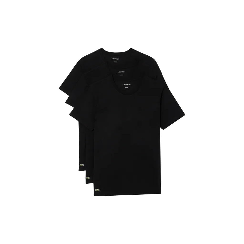 Lacoste Standard Fit 3 Pack T-Shirts, Black, Size Xl, Men