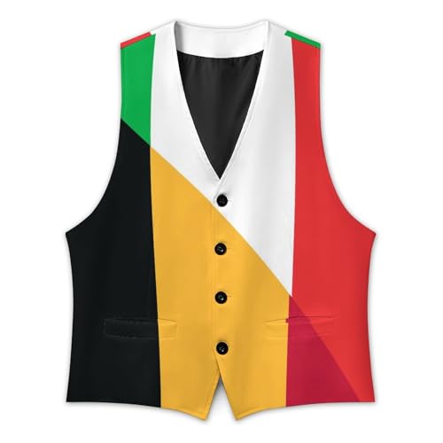Italy And Belgium Flag Trendy Vest Suit for Men V Neck Formal Dress Waistcoat Vests Business Slim Fit2