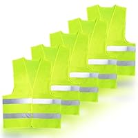 Zeripikfoasp 5 Stück Warnwesten Auto, Warnweste 360° Reflektierend Rundum mit Reflektorstreifen, Sicherheitsweste für Erwachsene, Sicherheitswesten Set, für Autofahrern Arbeitskräften Neongelb