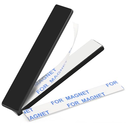 TRYMAG Neodymium Magnet, 2 Pack Strong Bar Magnets with Double-Sided Adhesive, Heavy Duty Metal Magnet Bar, Black Epoxy Coating Earth Magnets for Shower Door, Garage, Science, DIY - 60 x 10 x 3 mm