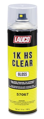 LAUCO 1K HS Gloss Clear 13 oz. Automotive Aerosol Spray Paint Can - Acrylic Clear Coat Perfect for Protecting Refinish Color on Small Accessories (1)