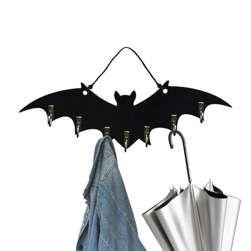 ゴシック様式のバットウォールフック-67g木製キーホルダー、装飾オーガナイザーラック、スペース節約壁取り付けハンガー|クローゼットバスルーム用の装飾キーストレージフックランドリー洗濯機キッチンベッドルーム