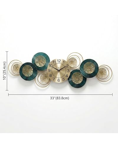 Image of Metal Wall Clock for Living Room Stylish Antique Big Wall Decor Clock Metal Unique Wall Clock for Bedroom (2.Horizontal)