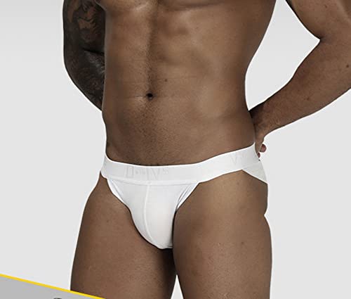 Faringoto Men's Cotton Jockstrap Breathable Athletic Supporter Underwear White #TOP1