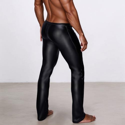 Men's Faux Leather Pants Slim Fit Casual Trousers for Party Nightclub Motorcycle Riding Punk Rock Fashion Stylish4
