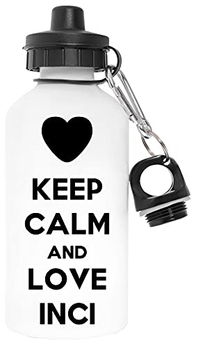Keep Calm And Love Inci Libre de Contaminantes Blanco Botella De Agua Aluminio Para Exteriores Pollutant Free White Water Bottle Aluminium For Outdoors