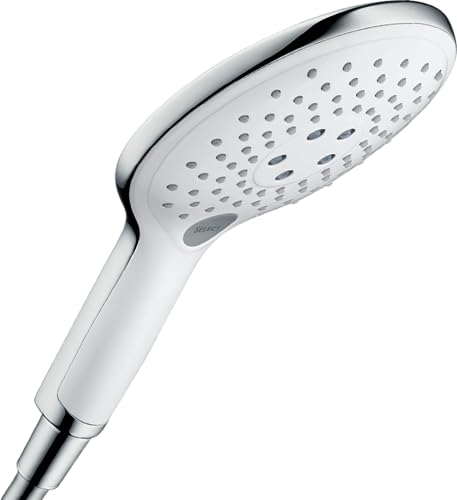 hansgrohe Raindance Select S 150, wassersparender Duschkopf, 3 Strahlarten, Weiß/Chrom