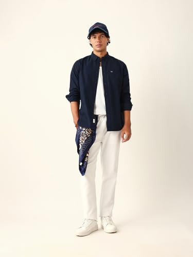 Image of THE BEAR HOUSE Men Cotton Solid Slim Fit Casual Shirt