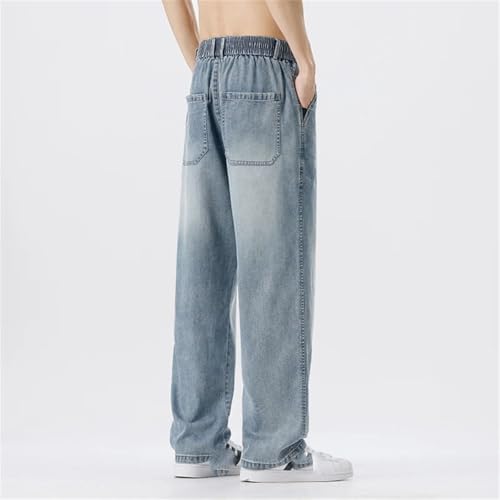 Men's Loose Jeans Thin Anti-Wrinkle Cool Comfortable Drape Fabric Baggy Wide-Leg Ice Silk Trousers3