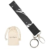 Things of Happiness Schlüsselband kurz mit Schlüsselring & Karabiner für Mann & Frau | Schlüsselanhänger by Kleines Geschenk Geburtstag, Valentinstag, Weihnachten | kurzes Lanyard (Schwarz/Marmor)