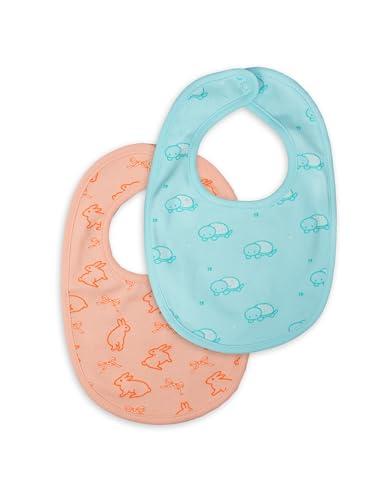 Image of Kidbea Organic Cotton Baby Bib, Adjustable Snap Closure Soft Absorbent Feeding Bibs Apron for Newborns & Infants Child With Cute Prints | Reusable Baby Essential