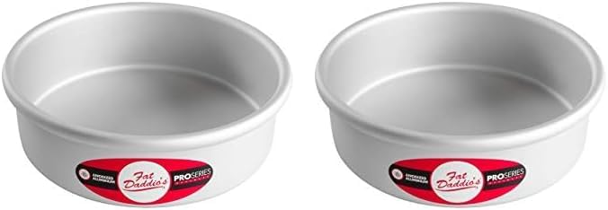 Fat Daddio's Anodized Aluminum Round Cake Pan, 7 x 2 Inch, Silver (Pack of 2)