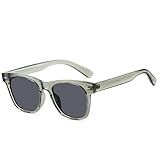 HANYX Gafas de sol polarizadas con marco cuadrado Tr90 para hombre y mujer, lentes de sol retro espejadas para conducir y pescar, Verde-gris, Medium