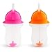Munchkin Any Angle Click Lock Weighted Straw Cup, Pink/Orange, 10oz, 2pk