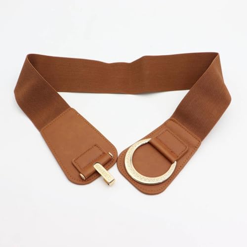 ZYALTFDC Women Fashion Wide Stretchy Waist Belts Elastic Gold Buckle Cinch Belt for Dresses Lady Girls Trendy Waistband4