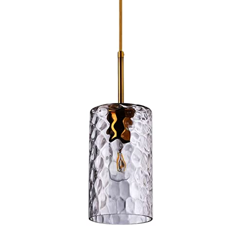 Lampe de suspension E27 anti-éblouissement en laiton et verre pour éclairer une table à manger