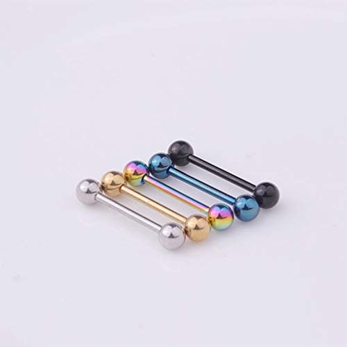 Tendycoco piercing corporal de aço inoxidável para mamilo, língua reta, 10 peças