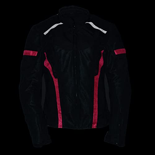 Milwaukee Leather Mpl2794 Women's Black And Pink Mesh/Textile Motorcycle Racer Jacket - 5X-Large #TOP3