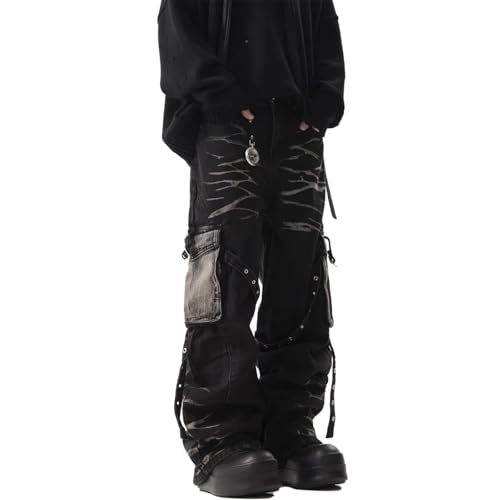 Baggy Cargo Pants Wide Leg Denim Cargo Jeans Y2k Hip Hop Oversized Jean Vintage Streetwear Clothes with Multi Pockets2