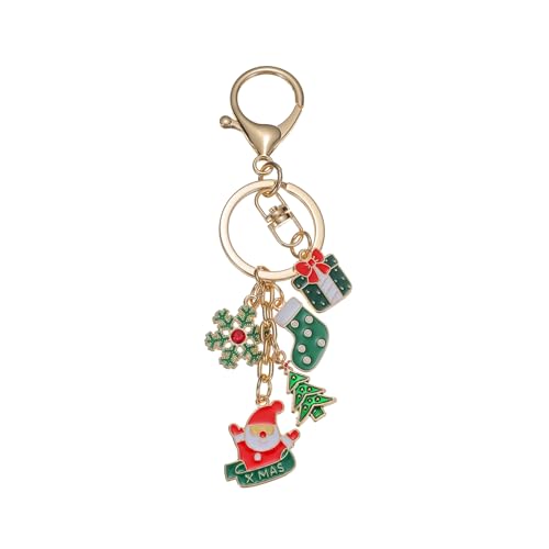 Atiyaer Christmas Enamal Pendant Keychain Snow Flake Santa Claus Christmas Tree Xmas Gifts for Lovers