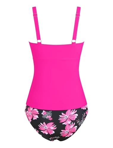 Image of ZAFUL Tankini Swimsuits for Women Tummy Control High Waisted Twist Front Ruched Two Piece Bathing Suit