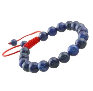 Bracelet en pierre de cristal naturel 8 mm avec corde rouge macramé réglable