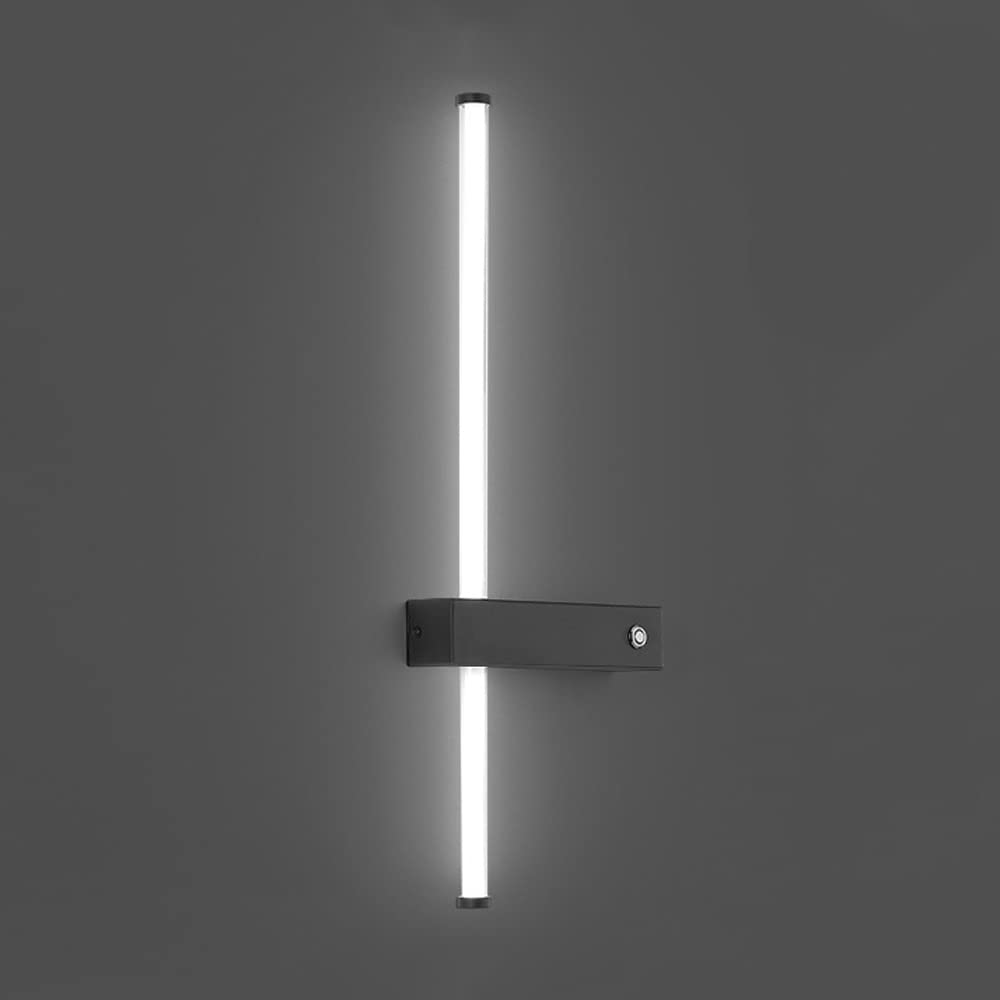 SXSCARKX Minimalist LED Wall Sconce Lighting Fixture Strip Linear Lamp with Switch, Indoor Black Metal Sconces, Living Room Bedroom Hallway Decor Wash Lights (Color : 6000k)