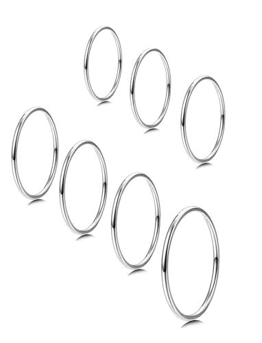 MILACOLATO Gold Rings for Women | 1mm Thin Stainless Steel Bands Rings | Midi Thumb Pinky Toe Stacking Kunckle Rings 7Pcs | Rounded Comfort-Fit Size 3/4/5/6/7/8/9: Clothing, Shoes & Jewelry - view 3