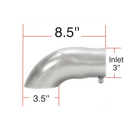 Image of Turn Down Exhaust Tip, 3 Inch Inlet Stainless Steel,Bolt On Installation