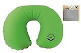 NewlineNY Inflatable TPU Travel Neck Pillow (Green) with Drawstring Carrying Pouch