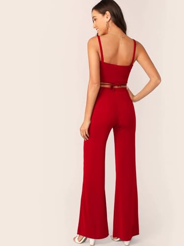 Image of Women's Two-Piece Co-ord Sets-Crop Top and Wide-Leg Pants-Stylish Casual Matching Outfits
