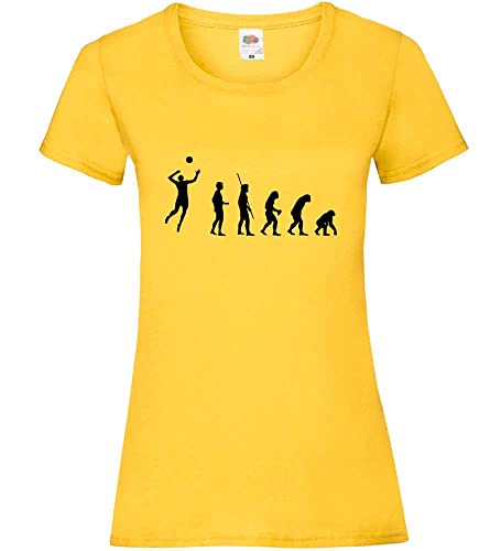 T-shirt volleyball femme jaune col rond vêtement sport manches courtes S