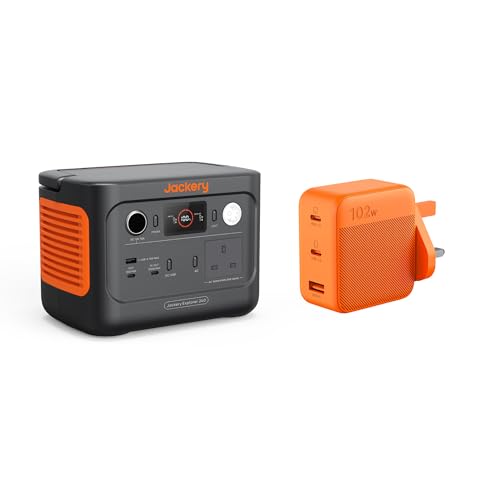 Image of Jackery Explorer 240 v2 Portable Power Station 256Wh LiFePO4, 300W AC/100W USB-C, 1Hr Fast Charging, Includes 102W Wall Charger for Home & Travel