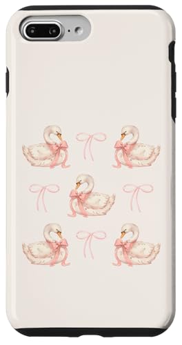 Coquette Swan & Pink Bows Cute Bird Love Soft Aesthetic �X�}�z�P�[�X iPhone 7 Plus/8 Plus �p