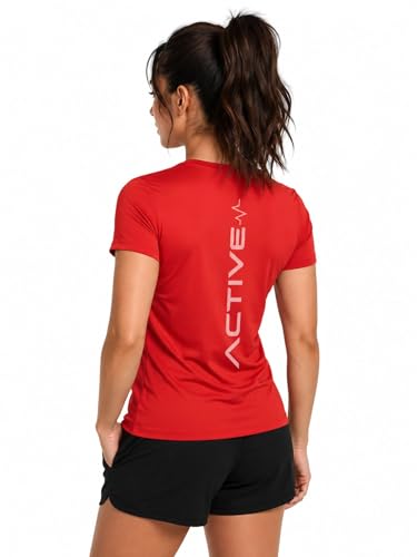 Image of 3Colors Women's Active Dry Fit Sports Active T-Shirt | Quick Dry Gym Workout Tee | Athletic Running Training Top-Active Signal