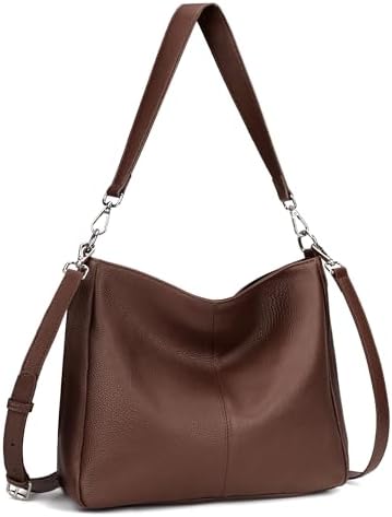 befen Echtleder Damen Handtasche Shopper Tasche Hobo Ledertasche Mittelgroß | Weiches Hobo Bag Schultertasche Frauen Umhängetasche mit 2 Schultergurten - Einfache Klassische Elegan