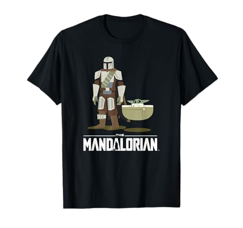 T-shirt Star Wars The Mandalorian et Grogu style bande dessinée rétro en coton